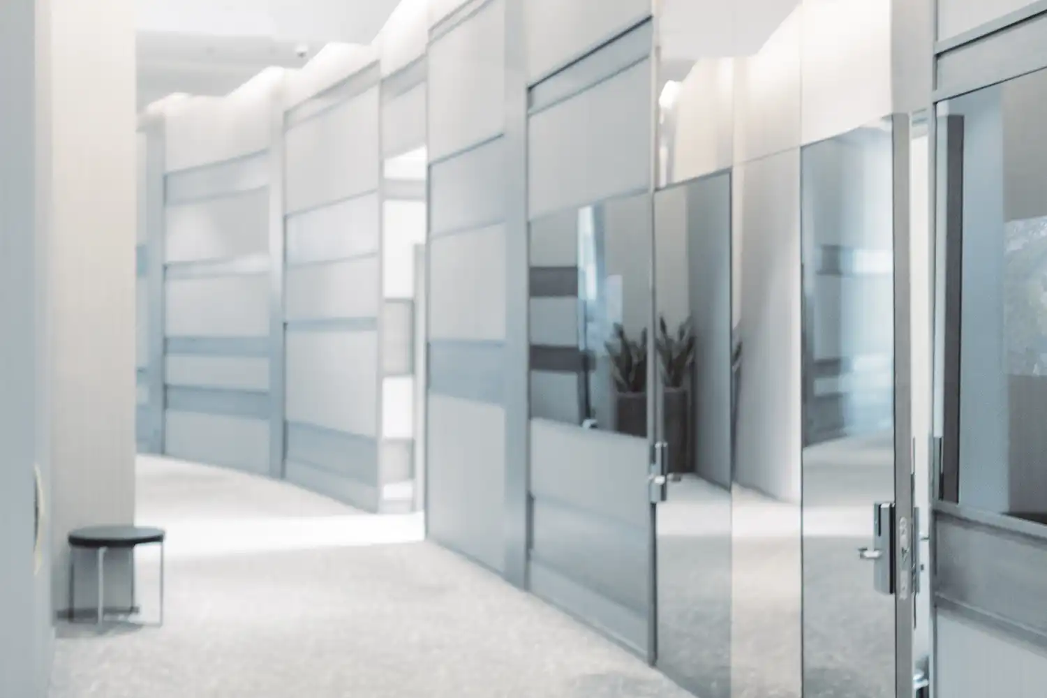 Office glass wall with privacy film