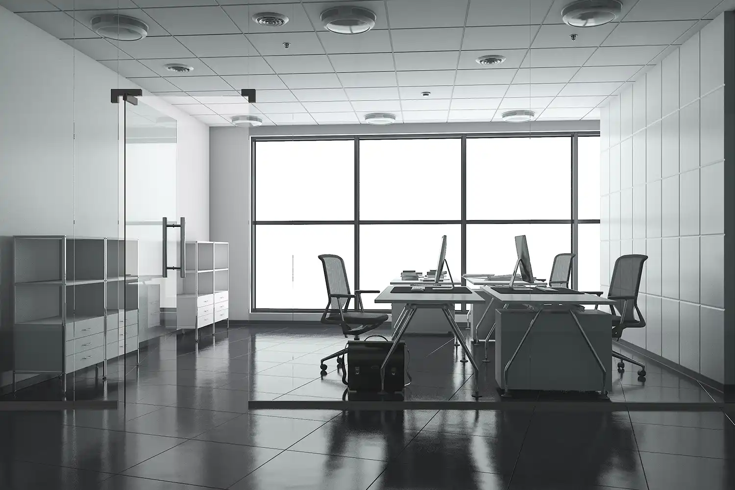 Office glass window with window film