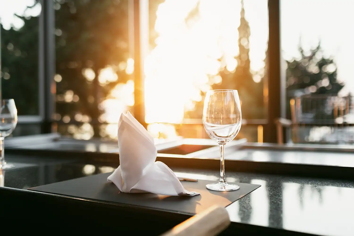 Restaurant window with window film
